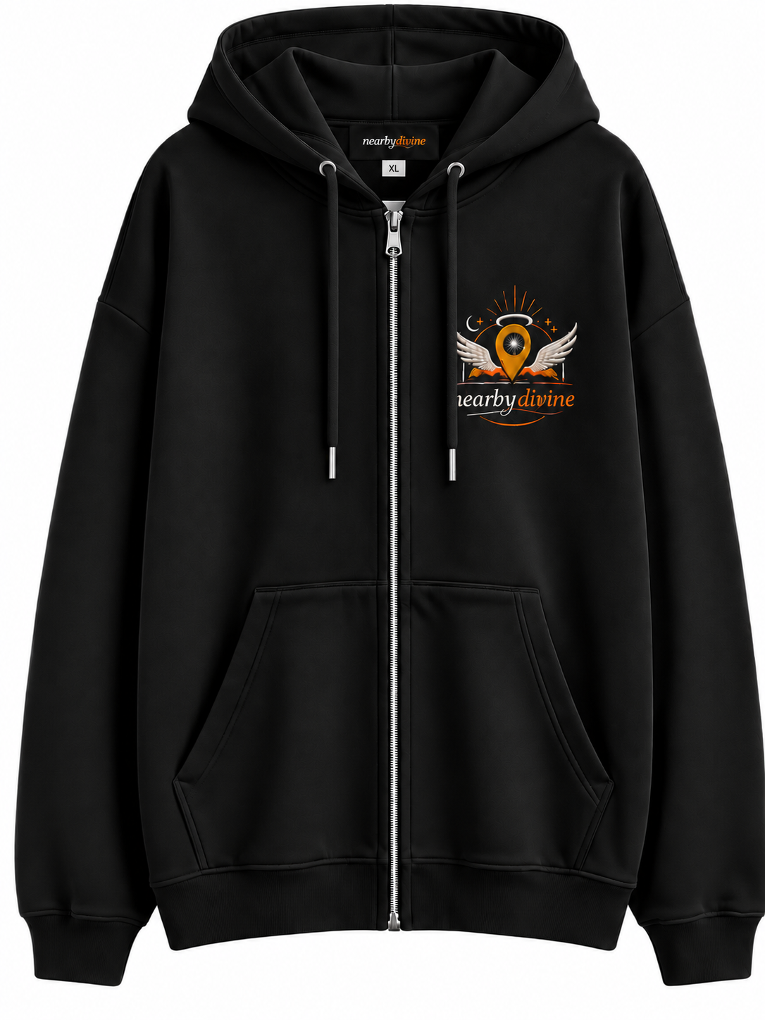 Oversized Zipped Black Hoodie