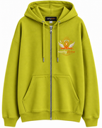 Oversized Zipped Lime Green Hoodie