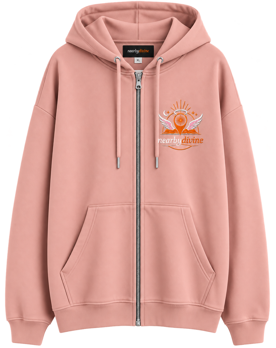 Oversized Zipped Pink Hoodie