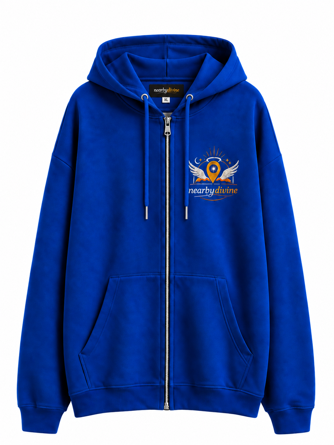 Oversized Zipped Royal Blue Hoodie